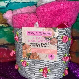 Betsey Johnson Pink Hair Wraps with Floral Basket